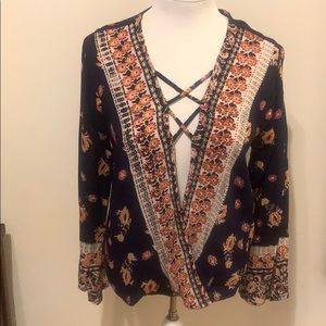 Printed long sleeve top